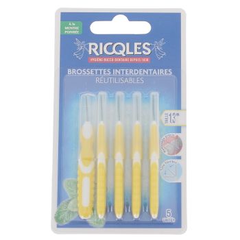 Interdentalbürsten 1,3 mm Ricqles - 5 wiederverwendbare Bürsten