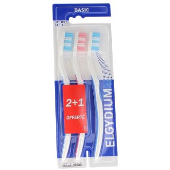 Zahnbürsten Basic Medium Elgydium - 3 Zahnbürsten