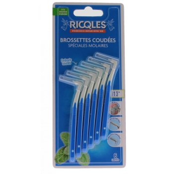 Spezielle gebogene Bürsten für Molaren Ricqles - Packung mit 6 Stück