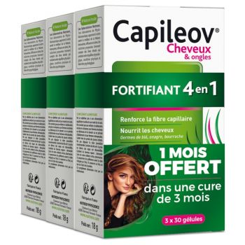 Capileov Stärkend 4 in 1 Haare und Nägel Nutreov - 3er Pack mit 30 Kapseln