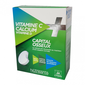Knochenkapital Vitamin C + D + Calcium Nutrisanté - Packung mit 24 Tabletten