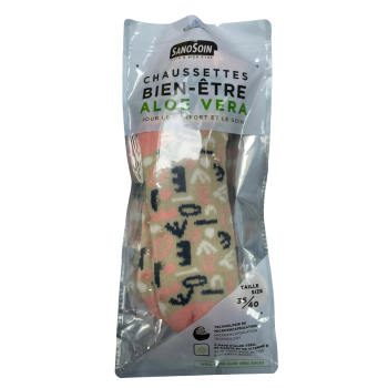 Wellness-Socken Aloe Vera rosa und beige SanoSoin - ein Paar Socken