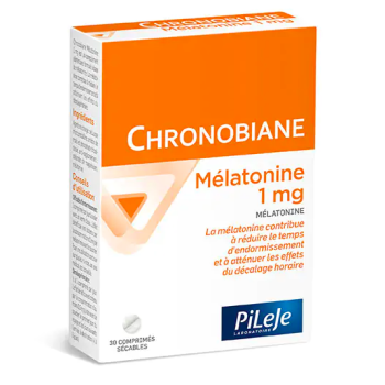 Chronobiane Melatonin 1mg Pileje - Packung mit 30 teilbaren Tabletten