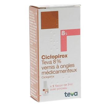 Ciclopirox 8% medizinischer Nagellack Teva - Flasche mit 3 ml
