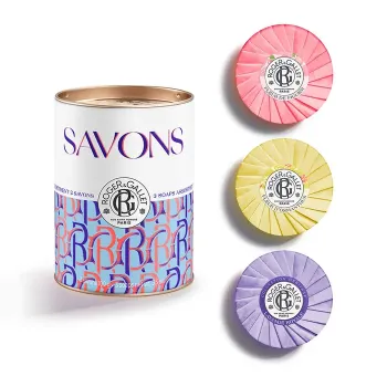 Geschenkset mit wohltuenden Seifen Feigenblüte, Osmanthusblüte, Lavendel Roger & Gallet - Box mit 3 Seifen à 100g