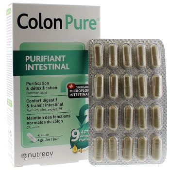 Colon Pure reinigende Darmflora Nutreov - Packung mit 40 Kapseln