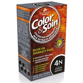 Farbe & Pflege permanente Haarfarbe kastanienbraun 4N Die 3 Eichen - 1 Set