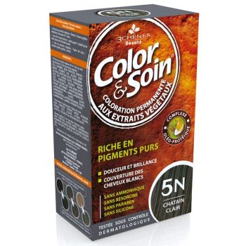 Farbe & Pflege permanente Haarfarbe Hellbraun 5N Les 3 Chênes - 1 Set