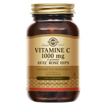 Vitamin C 1000mg mit Hagebutten Solgar - Packung mit 100 Tabletten