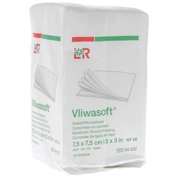 Vlieskompressen 7,5x7,5cm Vliwasoft Velpeau Lohmann & Rausher - Schachtel mit 100 Kompressen