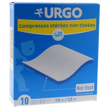 Sterile Vlieskompressen Urgo - 10 Beutel mit 2 Kompressen 7,5 x 7,5 cm