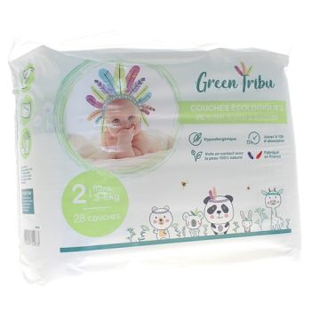 Ökologische Windeln Größe 2 (3-6 kg) Green Tribu - Packung mit 28 Windeln