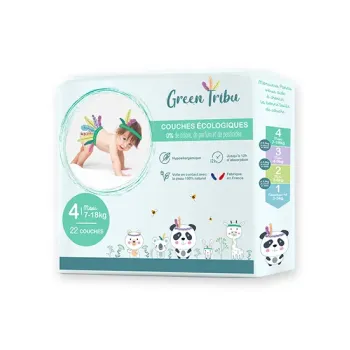 Ökologische Windeln Größe 4 (7-18 kg) Green Tribu - Packung mit 22 Windeln