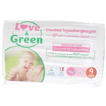 Hypoallergene Windeln Größe 4 Love & Green - Packung mit 46 Windeln