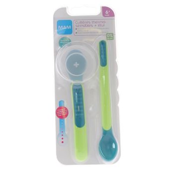 Thermosensitiver Löffel 6 Monate + Mam - 2 Löffel + Etui