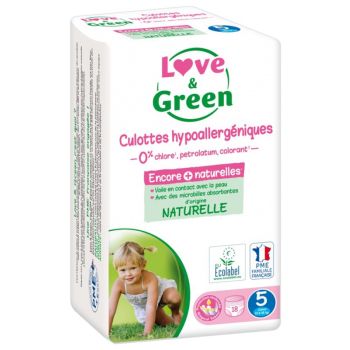 Hypoallergene Windeln Größe 5 (12-18 kg) Love & Green - Packung mit 18 Windeln