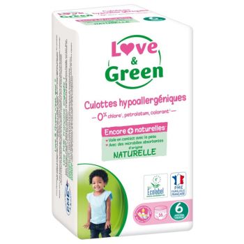 Hypoallergene Unterhosen Größe 6 (+ 16 kg) Love & Green - Packung mit 16 Unterhosen
