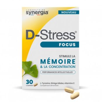 D-Stress Focus fördert das Gedächtnis und die Konzentration - Packung mit 30 Tabletten