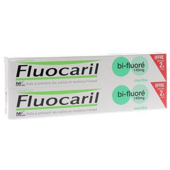 Fluocaril Fluorid-Zahnpasta 145 mg Minze - 2er-Pack mit 75 ml Tuben