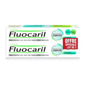 Zahnpasta vollständiger Schutz Zink+Fluor Fluocaril - 2er-Pack mit 75ml Tuben