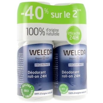 Deodorant Roll-on 24h für Männer Weleda - 2 Flaschen à 50 ml