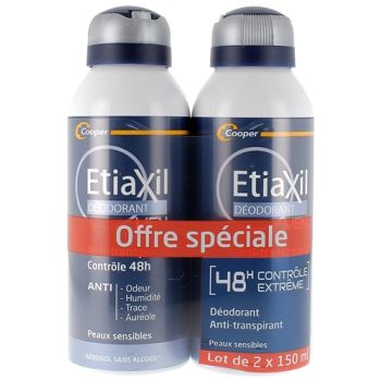 Antitranspirant-Deodorant für Männer 48 Stunden Kontrolle Etiaxil - 2er Pack mit 150 ml Aerosolen