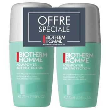 Aquapower 48h Schutz gegen Schwitzen f&uuml;r M&auml;nner von Biotherm - 2er-Pack mit 75ml Roll-ons