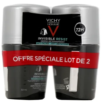 Unsichtbarer Resist Deodorant für Männer dermo-transpirant Vichy - 2er Pack Roll-ons à 50 ml