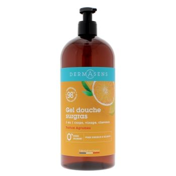 Dermasens Duschgel mit überfettender Formel, Zitrusduft, Marke Verte - Pumpflasche 1L