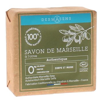 Dermasens Authentische Marseille-Seife mit Olivenöl Marke Grün - Stück von 100g