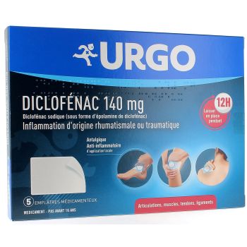 Diclofenac 140 mg Urgo - Packung mit 5 medizinischen Pflastern