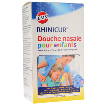 Nasendusche für Kinder Rhinicur - Box mit einer Nasendusche + 4 Beuteln mit Nasenspül-Salz für Kinder