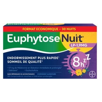 EuphytoseNuit® LP 1,9 mg Melatonin 30 Tabletten mit verlängerter Freisetzung - Packung mit 24,8 g