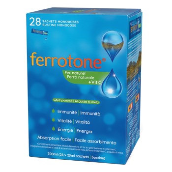 Ferrotone + Vitamin C Apfelgeschmack Famadem - Box mit 28 Beuteln