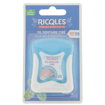 Fluoridierter & mentholhaltiger Ricqles Zahnseide - 60 m Rolle