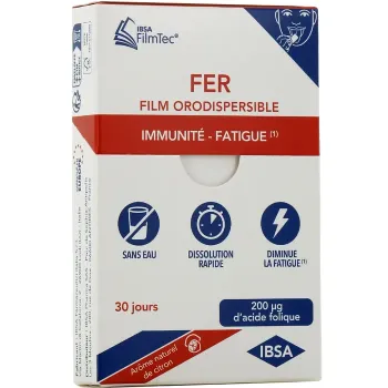 Eisen Müdigkeit Zitronengeschmack Ibsa FilmTec - Packung mit 30 orodispersiblen Filmen
