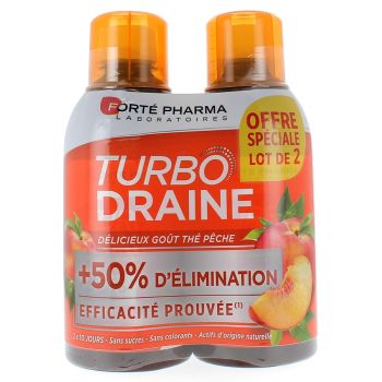 Turbodraine Geschmack Pfirsichtee Forté Pharma - 2 Flaschen à 500 ml