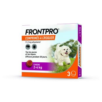 Frontpro Tabletten gegen Fl&ouml;he f&uuml;r Hunde 2-4kg - Packung mit 3 Kautabletten