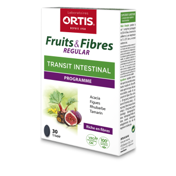 Fruits & Fibres Regelmäßiger Darmtransit Ortis - Packung mit 30 Tabletten