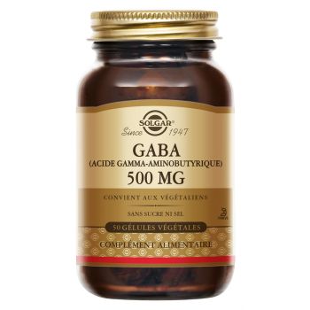 GABA (Gamma-Aminobuttersäure) 500 mg Solgar - Packung mit 50 pflanzlichen Kapseln