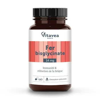 Eisenbisglycinat zur Verringerung von Müdigkeit und Unterstützung des Immunsystems Vitavea - Dose mit 60 Kapseln