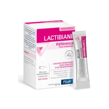 Lactibiane Referenz Geschmack Orange Pileje - Packung mit 20 orodispersiblen Sticks