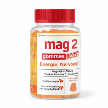 Mag2 Boost Energie und Nervosität Cooper - Dose mit 45 Gummis