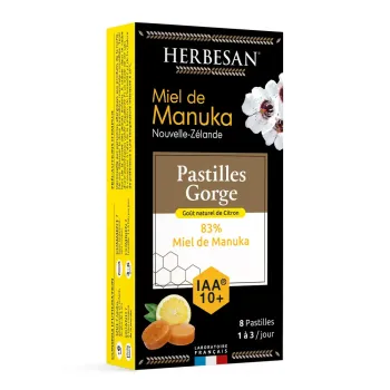 Manuka-Honigpastillen IAA10+ Zitrone Herbesan - Packung mit 8 Pastillen