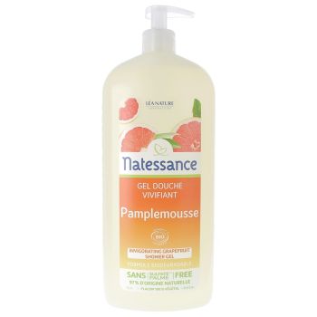 Erfrischendes Duschgel Grapefruit Natessance - Pumpflasche 1 L
