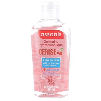 Händedesinfektionsgel mit Kirschduft Assanis - 80 ml Flasche