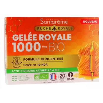 Bio Gelée Royale 1000mg Santarome - Packung mit 20 Ampullen zu 10 ml