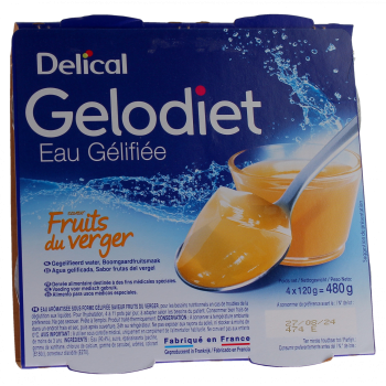 Gelodiet Gelee-Wasser mit Fruchtgeschmack Delical - 4er-Pack mit 120g Bechern
