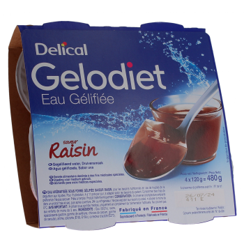 Gelodiet Gelee Wasser Geschmack Traube Delical - 4er Pack mit 120g Bechern