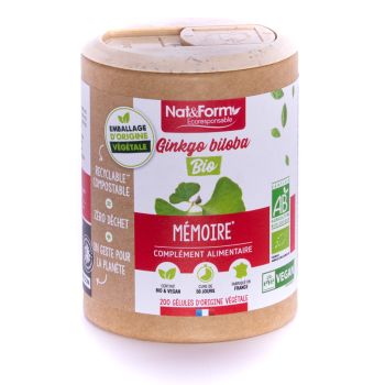 Ginkgo biloba Bio Ecoresponsable Nat&Form - Dose von 200 Kapseln